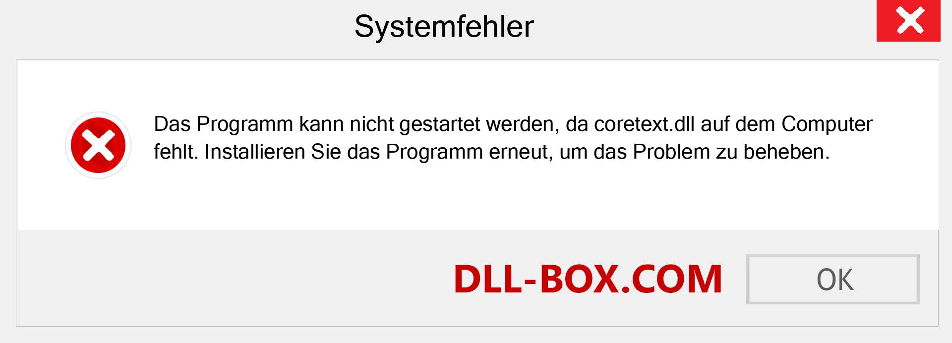 coretext.dll-Datei fehlt?. Download für Windows 7, 8, 10 - Fix coretext dll Missing Error unter Windows, Fotos, Bildern